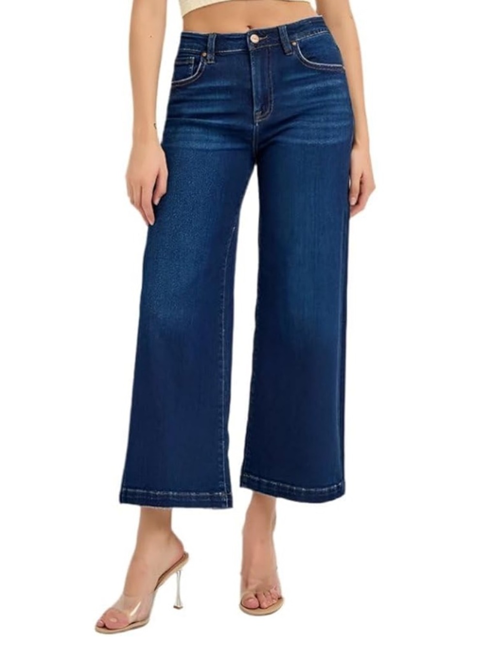 Risen Jeans High Rise Wide Leg Crop Jeans Style RDP5921 7/28 - Picture 3 of 12